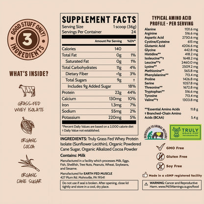 Earth Fed Muscle  Chocolate Shakeup Chocolate Grass-Fed Whey Protein 2 LB